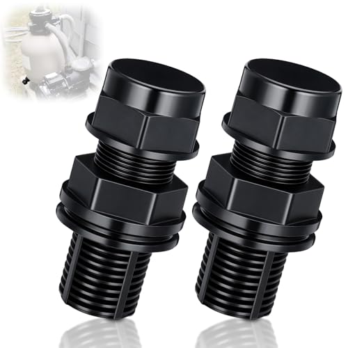 Chicmount 2 Pcs Pool Sand Filter Drain Plug Plastic Drain Plugs and Seal Ring Set Replacement Drains Plug and Seal for Sand Filter Systems with 12 and 14 Inch Tanks (Black)