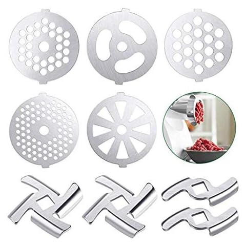 Meat Grinder Blade Food Grinding Blade,Stainless Steel Meat Grinder Plate Discs/Grinding Blades for Size 5 Meat Grinder Stand Mixers Accessories (9 Pack) Cover