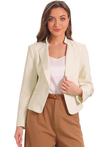 Allegra K Work Blazer for Women's Long Sleeve Stand Lapel Collar Pockets Button Business Suit Jacket