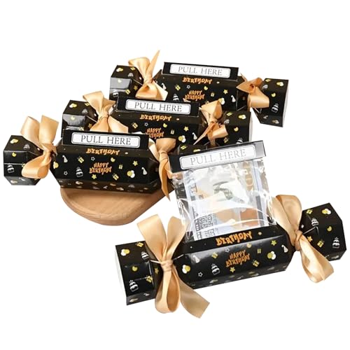 KASESSS 4 Stück Lustige Geldgeschenke Geburtstag, Geburtstag Überraschungsbox, Bonbonförmige Geldgeschenk Geburtstags DIY Happy Birthday Geld Geschenkverpackung für Ihre Familie Kinder Freunde Schwarz