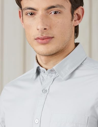 Image of Amazon Brand - Symbol Men's Solid Slim Fit Cotton Casual Shirt | Plain | Full Sleeve | Summer (Available in Plus Sizes)