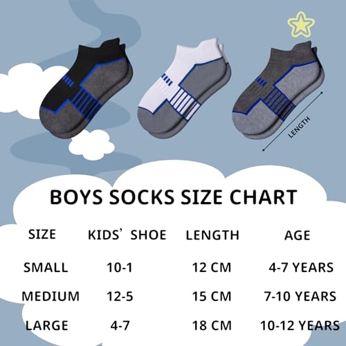 Comfoex 12 Pairs Boys Socks - Ankle Low Cut Athletic Half Cushioned Short Socks For Kids 4-6, 6-8, 8-10 Years Old2