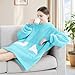 Touchat Wearable Blanket Hoodie, Oversized Sherpa Blanket Sweatshirt with Hood Pocket and Sleeves, Super Soft Warm Plush Hooded Blanket for Adult Women Men, One Size Fits All (Teal)