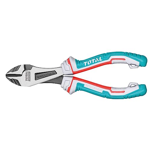 TOTAL - Alicate de Corte Reforzado | 180 mm | Alta Capacidad | Protección Anticaídas | 30% Más de Fuerza | Fabricado en Cromo Vanadio | Mango de Fibra en 3 Materiales