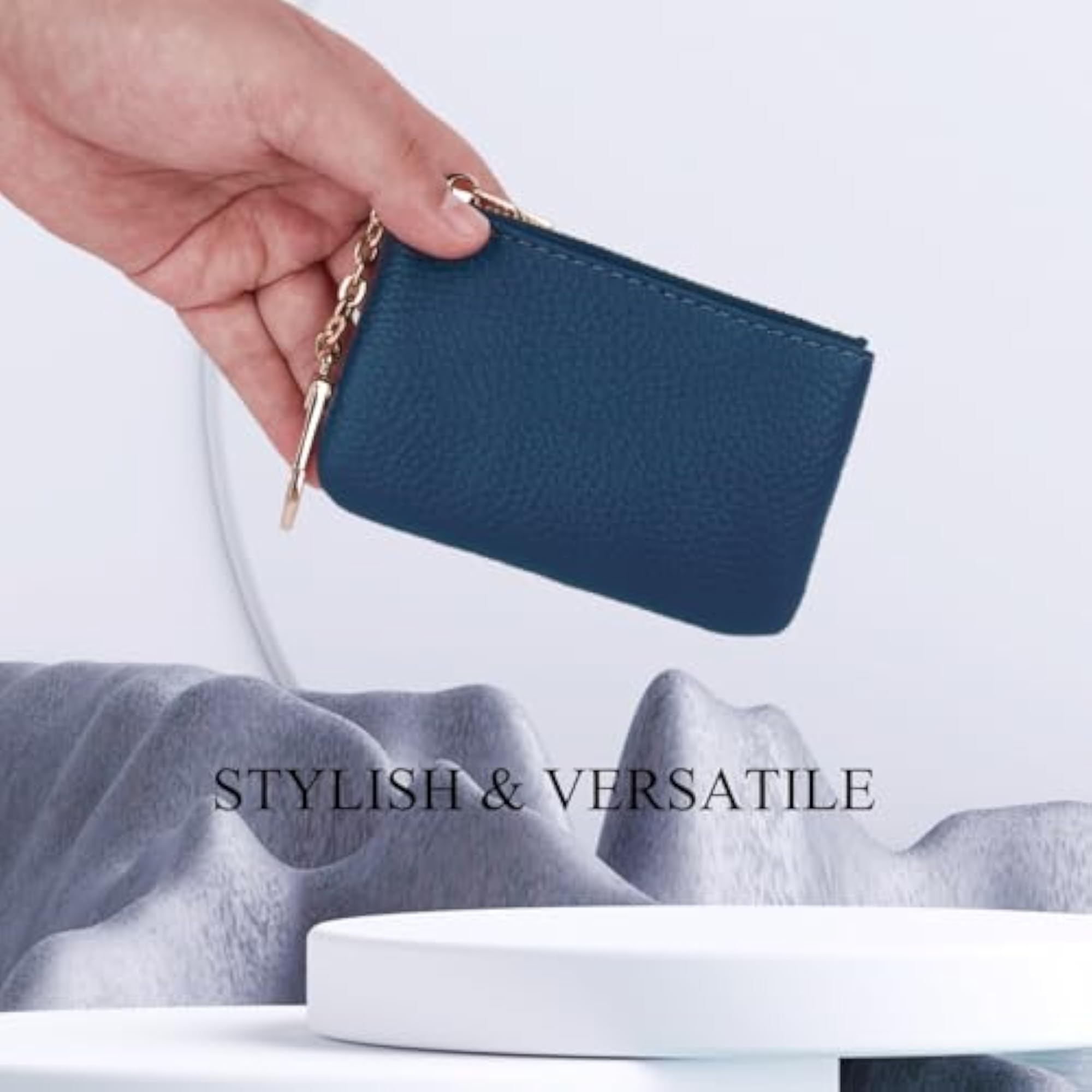Full Grain Leather Coin Purse with Key Chain