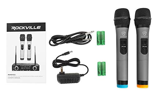 Rockville, 1 Rwm72U Dual Uhf Wireless Handheld Microphone System Digital Display, Xlr Connector,Black #TOP4