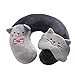 Nackenhörnchen Nackenkissen Kinder Reisekissen mit Schlafmaske Reisekissen Erwachsene, U-förmiges Kissen mit niedlichem Tiermotiv,Reisen im Auto Flugzeug Zug (Katze)