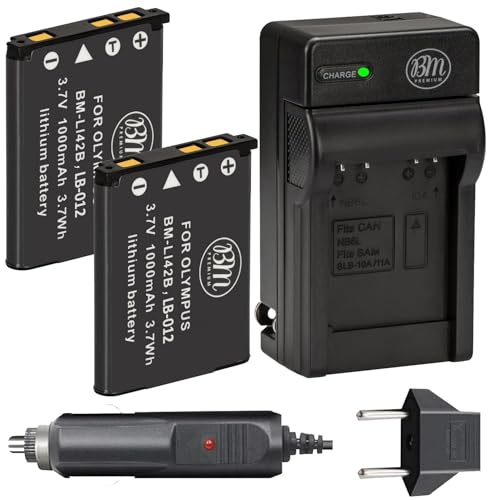 BM Premium 2-Pack of LB-012 Batteries and Charger for Kodak KLIC-7006, PIXPRO FZ55, FZ55-BK, FZ53 Cameras