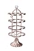 Amigas Home Modern Unique 4-Tier 14.75" Tall Black Rotating Spin Table 64 Pairs Earring Organizer, Durable Metal Necklace Stand, Antique Classic Jewelry Stand - Rose Gold