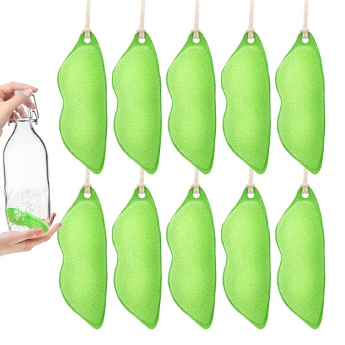 Yesaler Esponja Limpiadora de Botellas de Frijoles Mágicos Esponja de Cocina Reutilizable 10 Piezas Verde para Limpiar Botellas de Agua