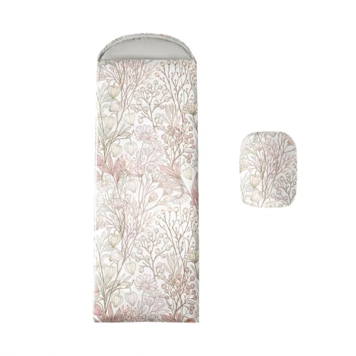 Bolsa de dormir Feelyou FlowerKids para niños, rectangular, individual, color rosa suave, material poliéster, impermeable y portátil para camping en 3 estaciones miniatura 1