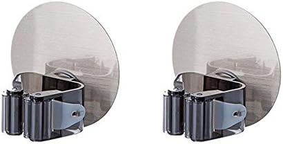 Hoststylez Broom Mop Holder Hook Adhesive Umbrella Mop Racks Reusable Hanger Organizer for Home Bathroom Kitchen (Oval, Black-2pcs)