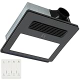 Orsong Bathroom Exhaust Fan with Heater and Light 1800W,190 CFM,Ultra-Low 30dB Operation,4-in-1 Bathroom Ventilation System,1 Minute Rapid Heating and Ventilation (Black)