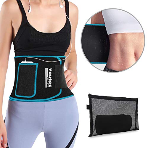 Youtec Waist Trimmer, Neoprene Sweat Waist Trainer Belt, Stomach Wrap, Workout Sport Band