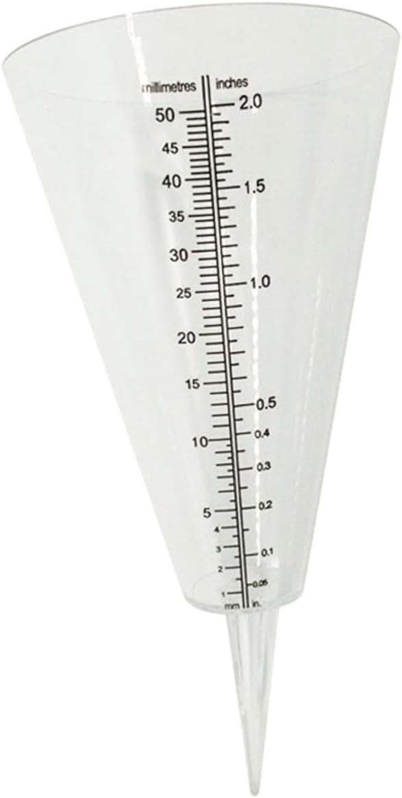 Amazon.co.jp レイングラス 降水量 雨量計コーン 庭の雨量計 ヤード雨量計 晴雨量計 クリア雨量計 目盛りが見やすい雨量計 雨量