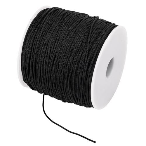 Filo di nylon per bracciali, nastro di nylon, filo intrecciato per bracciali, collane, macramè, fai da te (nero, 1 mm x 120 m)