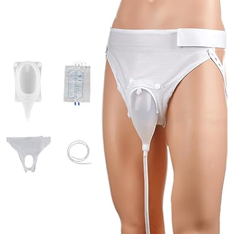Urinal for Women Portable Wearable Silicone Material with Urine Collection Bag, Urinary Drainage System, Skin-Friendly and Odorless, Comes with Roomy Pants &2 Urine Bags(1L&2L) Cover