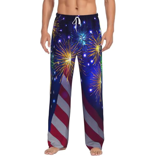 Pantalon pyjama homme micropolaire 4 juillet avec poches imprimé USA