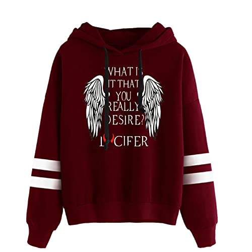 OUHZNUX Lucifer Hoodie, Langarm-Sweatshirt mit Engelsflügeln, gestreiftes Sweatshirt, lässige Mode-Sweatshirts für Männer und Frauen (2XS-4XL) Cover