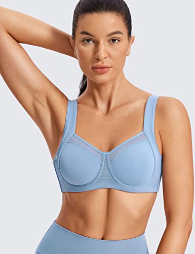 Image of SYROKAN High Impact Sports Bras for Women No Uniboob Unlined Underwire Adjustable Cross Back Bra