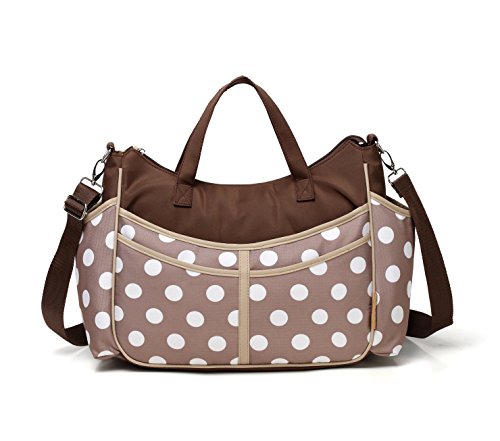 CheekyTummy Changing Diaper Bag - Best Designer Ladies Tote Handbag (Polka Dots)