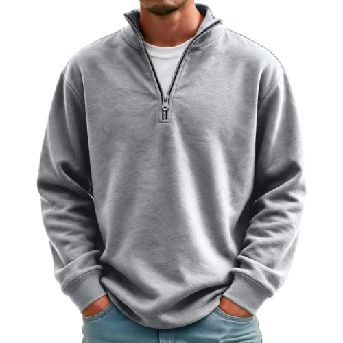 midelxp Mens Quarter Zip Pullover Casual Loose Mock Neck Fleece Sweatshirts - image 1
