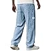 Mens Casual Linen Pants Loose Fit Lightweight Elastic Waist Straight Leg Summer Beach Yoga Pants Lounge Trousers Sky Blue