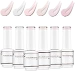Nicedeco 8 in 1 Builder Nail Gel for Nails, 6 Colors Hema-free,Cruetly-free,Vegan, Gel Builder Set Translucent White Nude Pink Jelly Color Gel Builder for Holiday Nails Gel Polish Nail Art Design Nail for Women-Kit Set 7