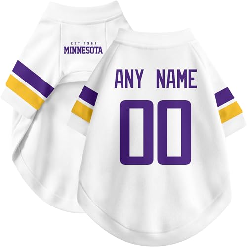 Image of Minnesota Dog Clothes Jersey Style Personalized Pet T Shirt with Custom Name Number for Small Medium Large Dogs