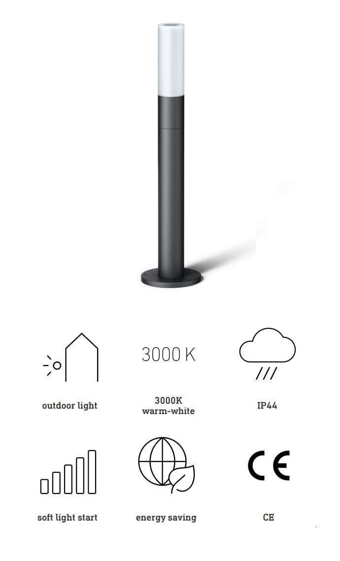 Steinel LED Wegeleuchte GL 65 Anthrazit, Opalglas, Aluminium Standleuchte, Gartenleuchte warmweiß, 77 cm hoch
