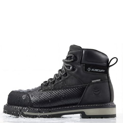 Image of SUREWAY 6in Waterproof Work Boots for Men, Leather, Soft /Composite Toe | Waterproof leather work boots with Goodyearwelt construction,EH protection,oil and slip-resistant outsole