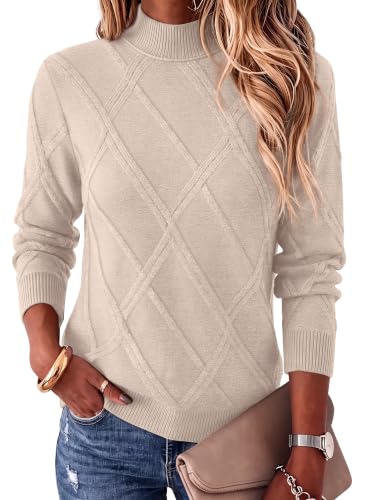 Fall Sweaters for Women Cream Sweater Womens Fall Tops Turtleneck Tops Apricot XS - image 2
