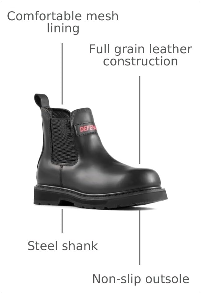 Image of Men's Slip On Work Boots, 6 Inch Soft Toe Chelsea Work Boots, ASTM F2892 EH, Slip Resistant Oil Resistant Rubber Outsole, PU Insole, Steel Shank, Black D2432