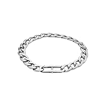 FOSSIL Bracciale da donna in acciaio inossidabile con chiusura a moschettone Collana con ciondolo zodiacale rotondo, Argento lucido