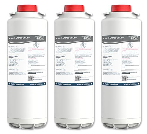 LADYTEAPOT 51600C Filter Replacement Compatible With Elkay 51600C EWF6000 Bottle Filling Stations, 6000 Gallons/12 Months (No Chip - 3 Pack)