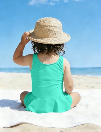 Image of oklady Toddler Swimsuit Girls One Piece Ruffled Girls Bathing Suit Bow Strap Swimwear Size 12M-4T