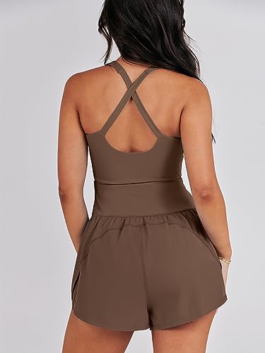 Image of ANRABESS Women Rompers Running Exercise Workout Set One Piece Jumpsuits Gym Yoga Outfits 2025 Summer Active Wear Clothes