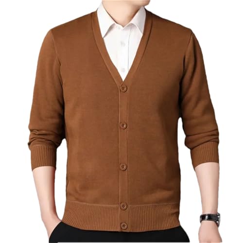 Men's Winter Knit Cardigan Solid Color Slim Fit V-Neck Knitted Sweatercoat Men Fleece Warm Sweater Jac
