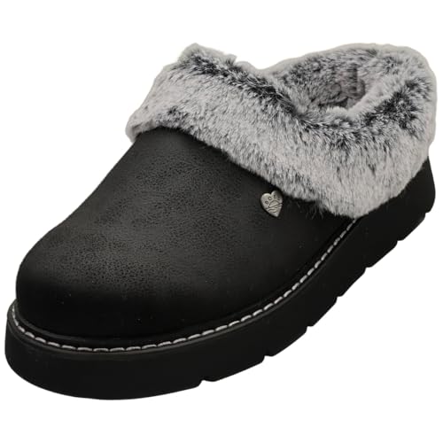 Skechers Women's Keepsakes Lite-Cozy Blend Slipper, Black/Black, 9