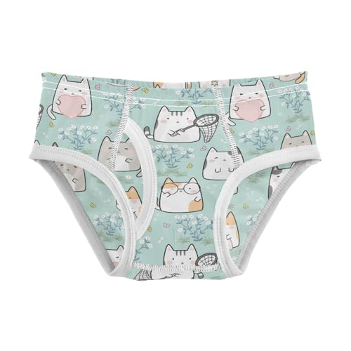 Boys' Exclusive Briefs Toddler Underwear 95% Combed Cotton Boxerbriefs 2T Adorable Cat and Floral Pattern 56