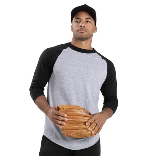 Camiseta de béisbol para hombre Augusta Sportswear con cuello redondo y manga 3/4, mezcla suave de algodón para entrenamiento y día de partido XF miniatura 2