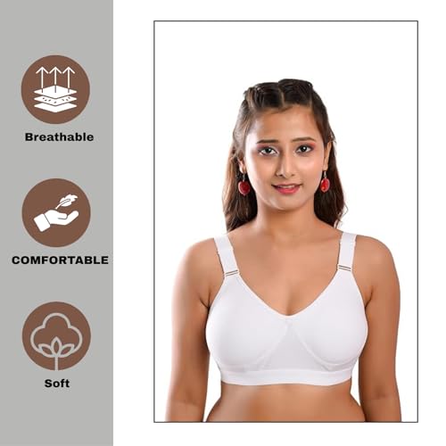 Image of Viral Girl Women's Wire-Free Cotton Hosiery Bra | Non-Padded, Full Coverage, Adjustable Straps | Soft Comfortable Innerwear with Hook & Eye Closure for Everyday Use