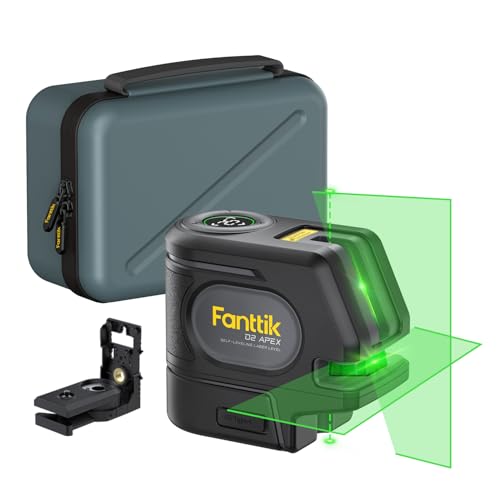 Fanttik D2 APEX Laser Level with Plumb Points, 100 ft Self-Leveling Green Cross Line Laser with LED Display, 170° Horizontal Wide Angle, Magnetic Bracket, for Picture Hanging and Home Improvement