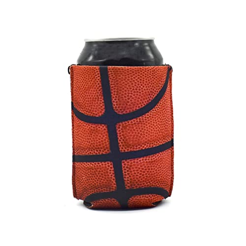 ZipSip NONMAGNET - Adjustable All-In-One Coozie with Zippers for Cans, Bottles, Slim Cans, Pint Glasses, Party Cups, Coffee – Can Cooler - Insolated Neoprene Sleeve - Basketball, Medium