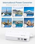 BESTEK 250W Convertisseur de puissance International Step Down Tension 220V à 110V Convertisseur de voyage avec 3 AC Sorties 4 USB Adaptateur de prise US/UA/UE/UK/Inde/Afrique du Sud (Blanc)