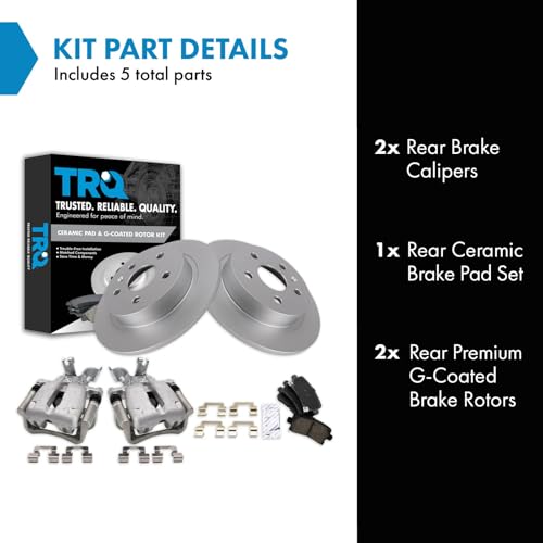 Image of TRQ Rear Brake Pad and Rotor Set Ceramic Solid Rotors Calipers | For 2014-2015 Chevrolet Malibu 2016 Malibu Limited