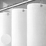 NDDYCU White Waffle Shower Curtain, Weighted Waterproof Shower Curtain for Bathroom 183x183cm