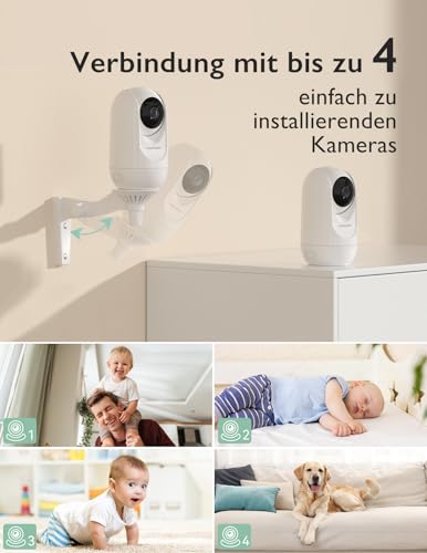momcozy Babyphone mit Kamera 5 Zoll 1080P HD-Video Babyphone ohne WLAN mit Kamera und Audio 5000 mAh Akku Babyphone, IR-Nachtsicht Weitwinkelobjektiv 2-Wege-Audio Vox-Modus 960 Fuß Reichweite