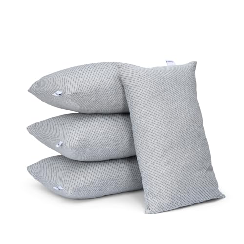 Image of Wakefit Sleeping Pillow | Height Adjustable | Soft & Fluffy Comfort | Light Grey | 27 x 16 Inch | Set of 4 |Free Extra Fiber for Custom Comfort