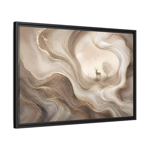 Toile cerf marron or premium cadre noir 3cm abstrait de luxe